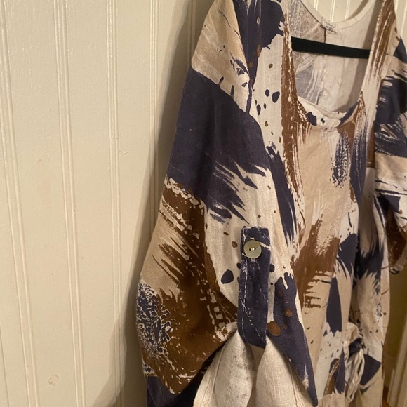 Cristina Vergani Linen Blend Loose Fitting Large Dress - Picture 5 of 10